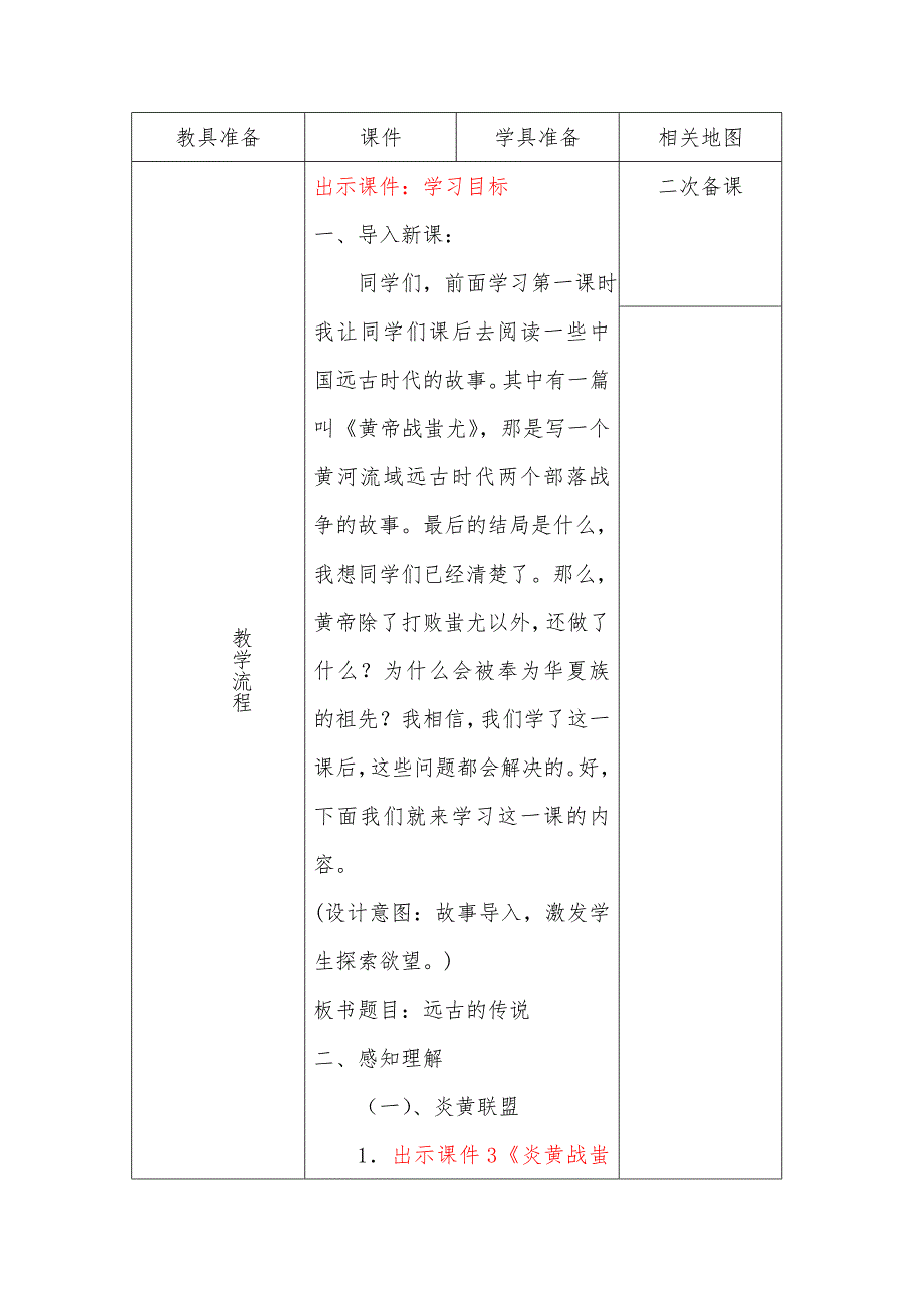 人教版历史七年级上册第3课 远古的传说_第2页