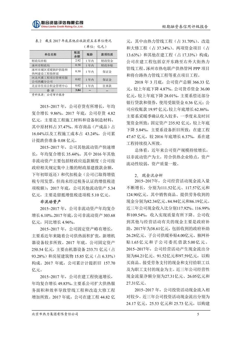北京市热力集团有限责任公司债项信用评级报告及跟踪评级安排(1)_第5页