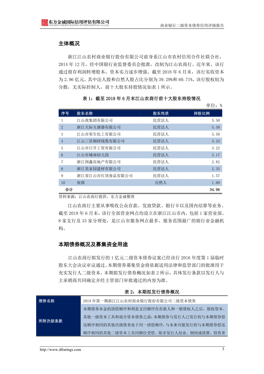 2019第一期浙江江山农村商业银行股份有限公司二级资本债券信用评级报告及跟踪评级安排_第4页