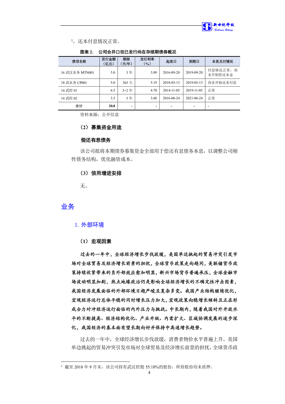 武汉市水务集团有限公司2019第一期中期票据信用评级报告_第4页