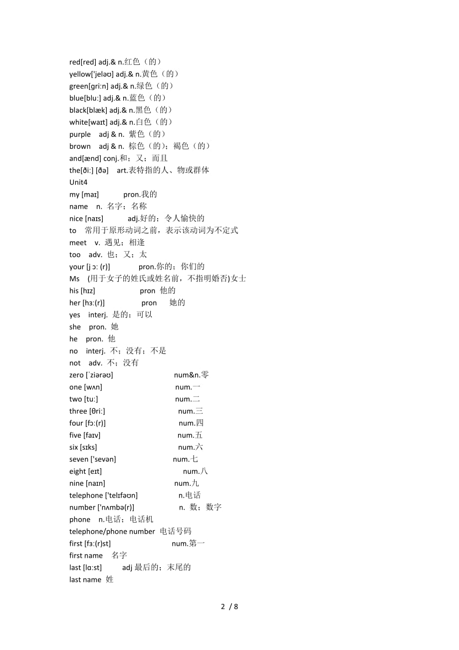 鲁教版(五四学制)六年级上册英语单词表_第2页