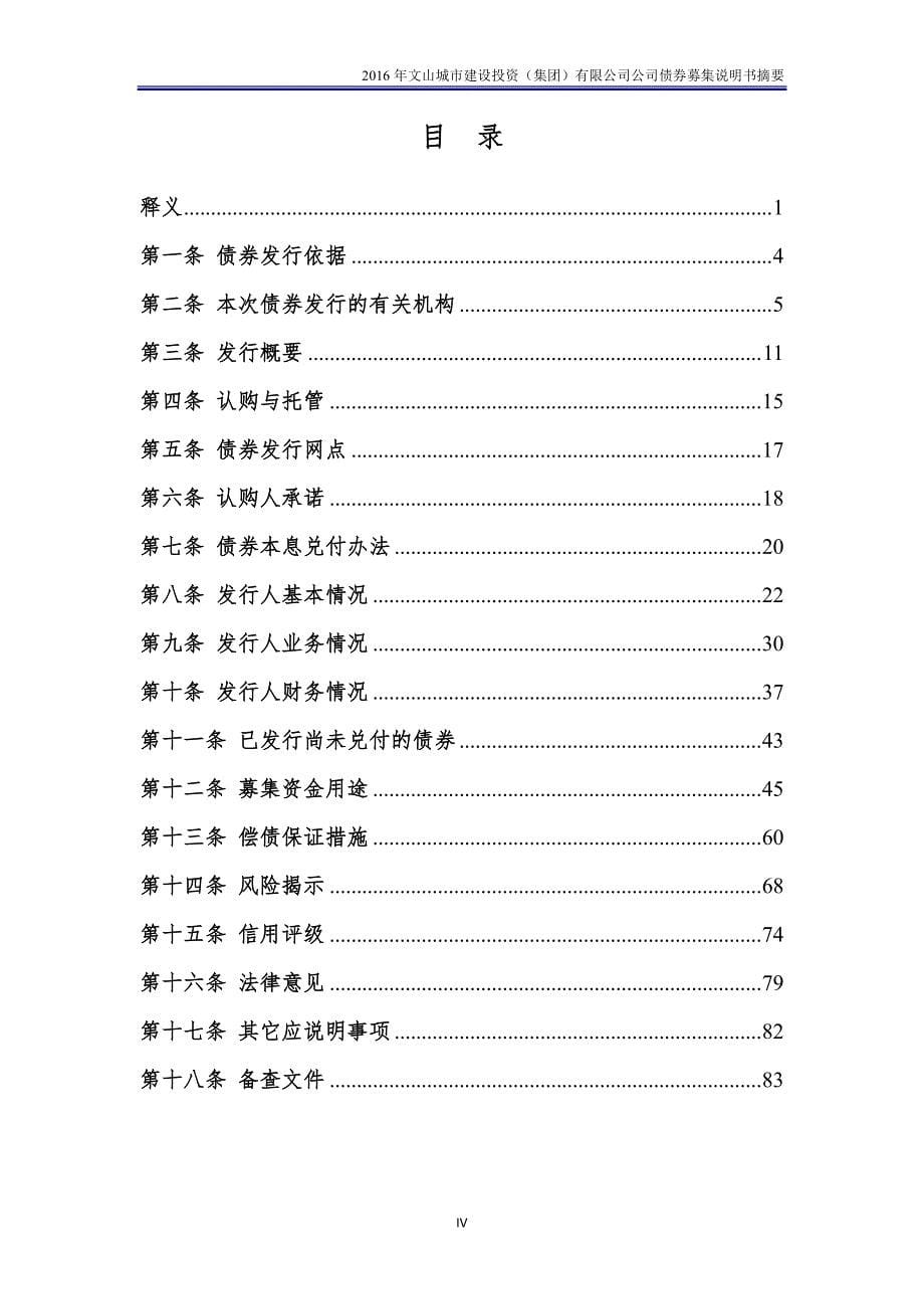 2-2016年文山城市建设投资(集团)有限公司公司债券募集说明书摘要_第5页