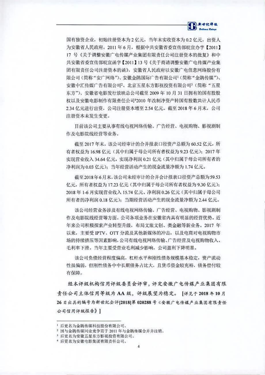 安徽广电传媒产业集团有限责任公司2019第一期短期融资券信用评级报告_第4页