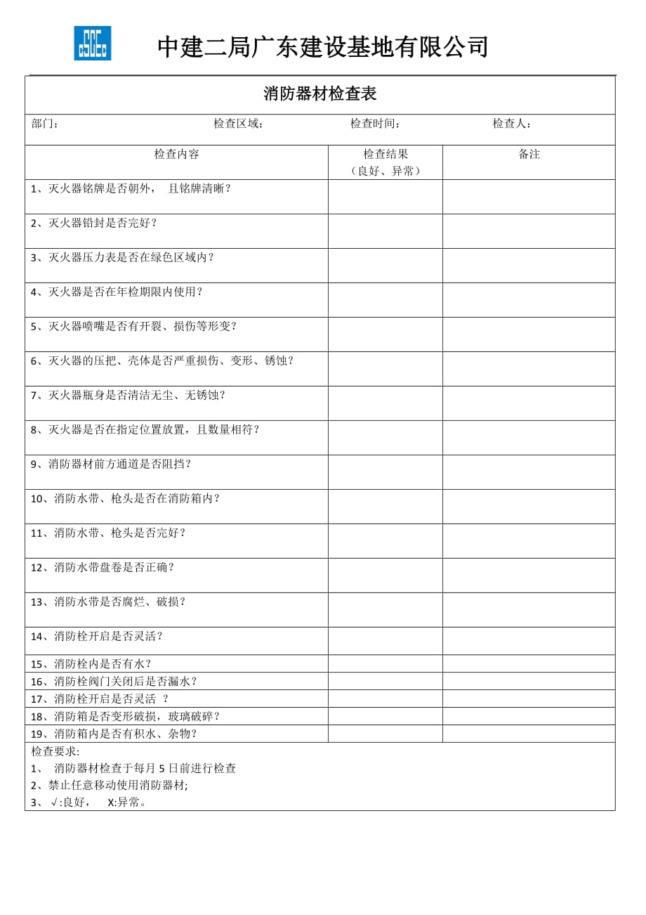 月消防器材检查表_第1页