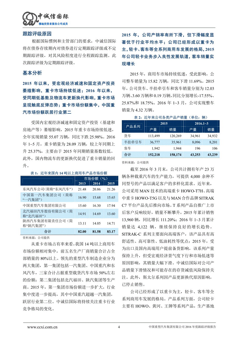 中国重型汽车集团有限公司主体信用评级2016年度跟踪评级报告_第4页