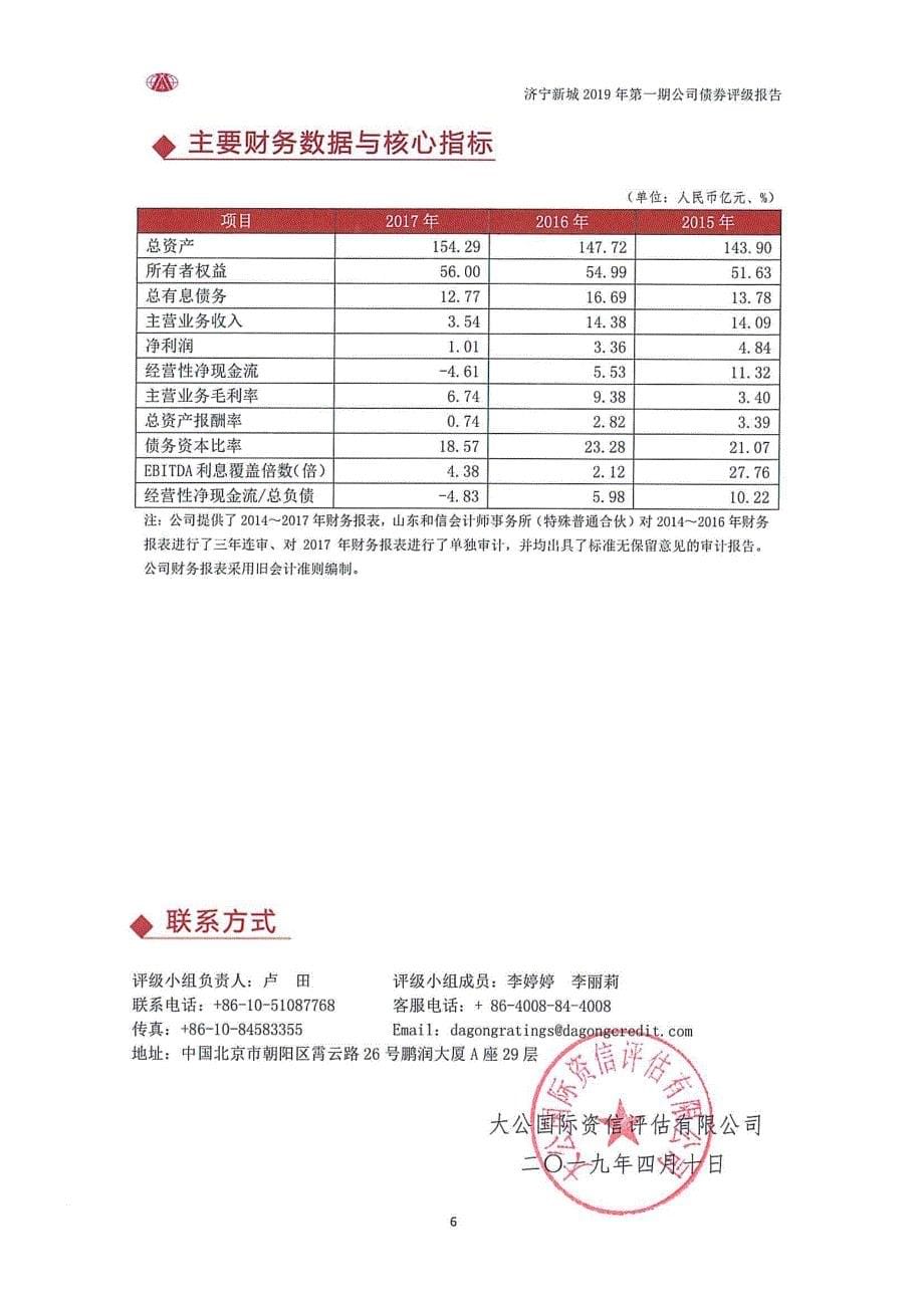 济宁市新城发展投资有限责任公司2019第一期公司债券信用评级报告_第5页