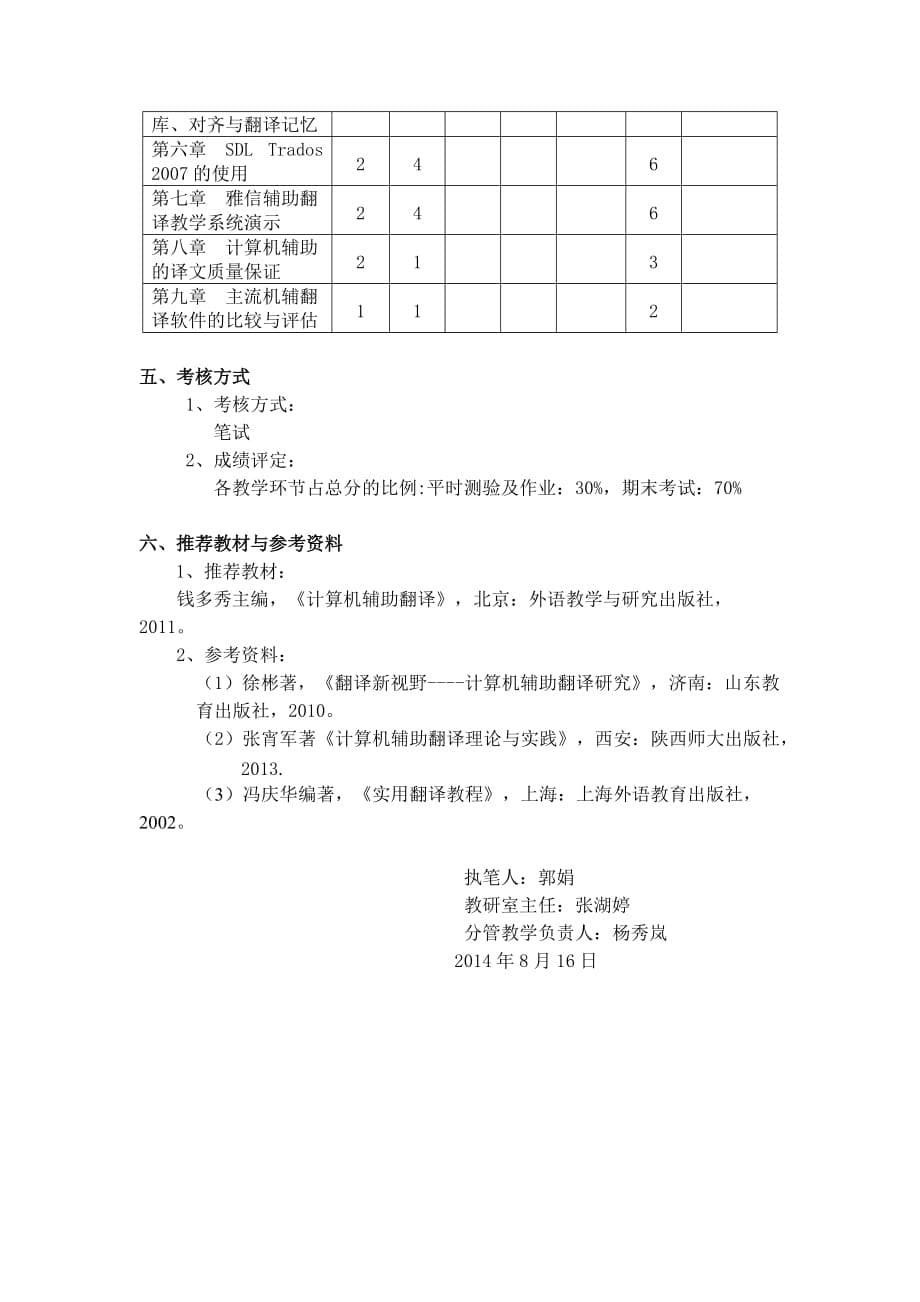 计算机辅助翻译本科课程教学大纲翻译本科资料_第5页