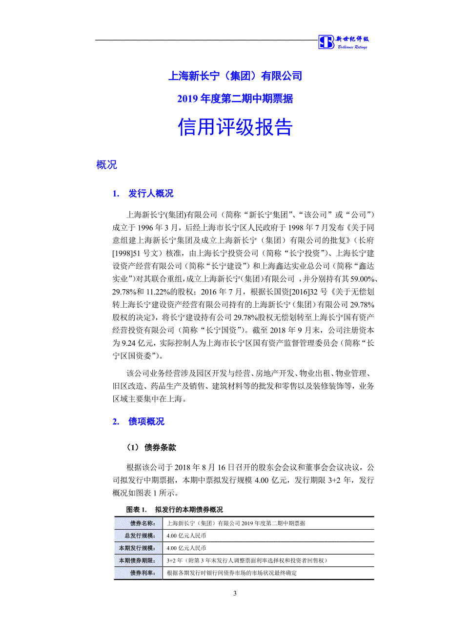 上海新长宁(集团)有限公司2019第二期中期票据信用评级报告_第3页