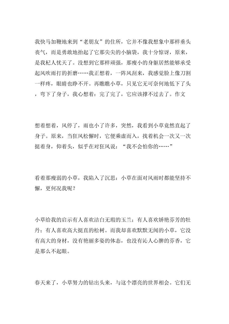 2019年小草作文六年级范文_第3页