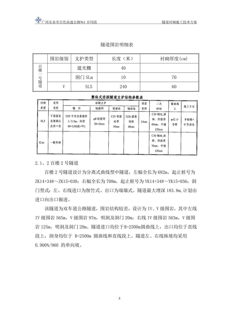 隧道洞身衬砌施工方案资料_第5页