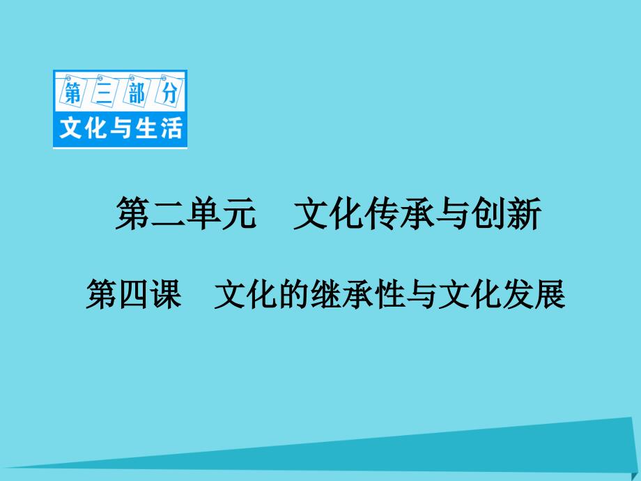 2017高考政治一轮复习-第三部分-2.4-文化的继承性与文化发展课件._第1页