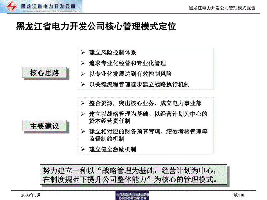 新华信—黑龙江辰能集团咨询第一阶段：黑龙江省电力开发公司管理模式报告_第2页