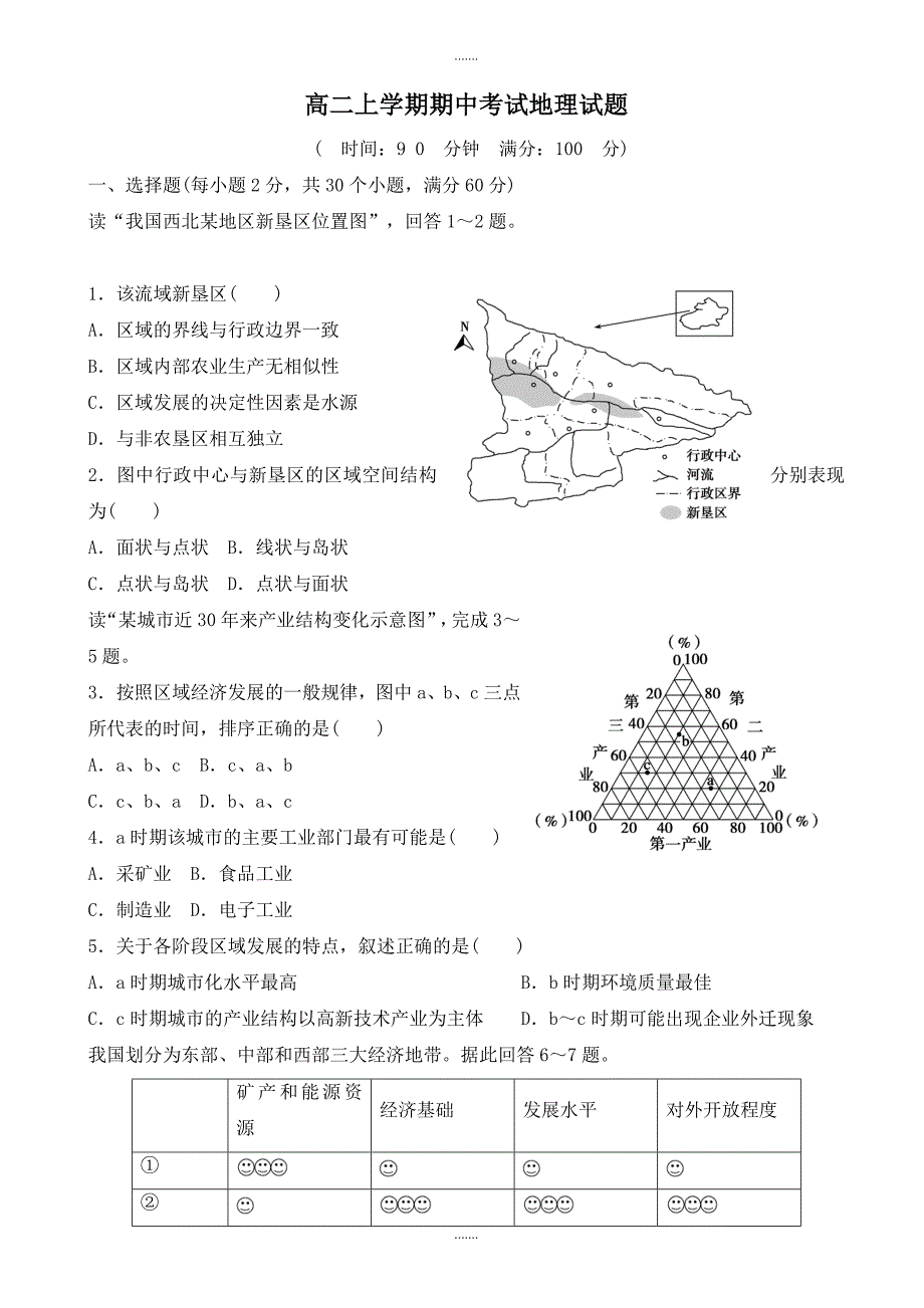 河北省邯郸市2019-2020学年高二地理上学期期中模拟试题(有答案)_第1页