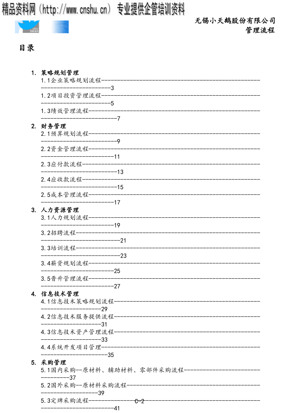 无锡小天鹅股份有限公司管理流程_第2页