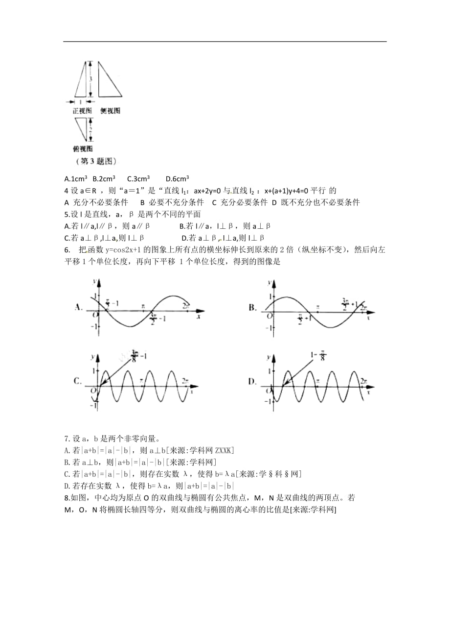 2016浙江省高考文科数学试卷（文数）_第2页