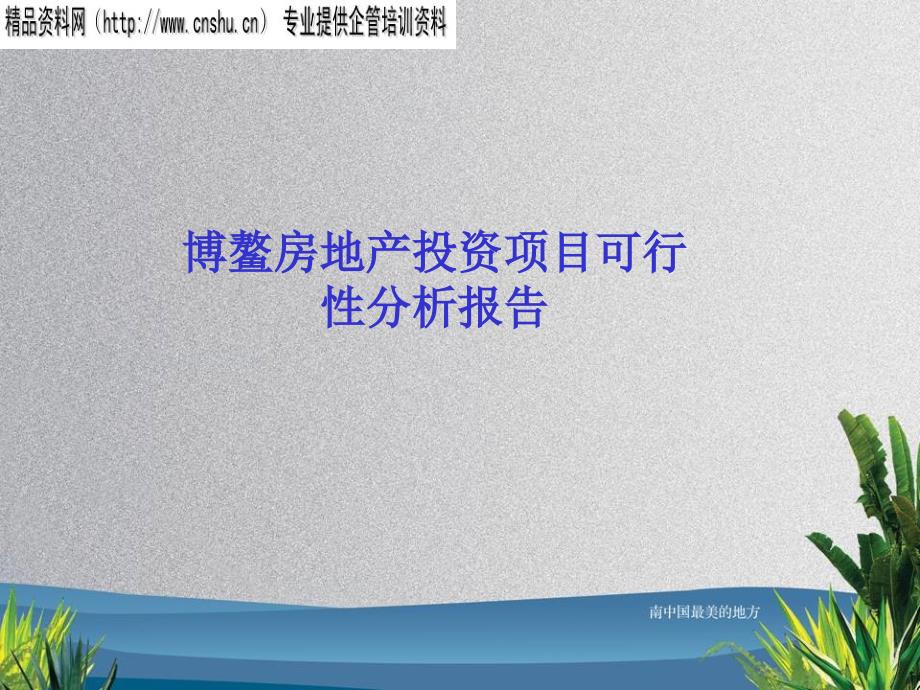 某房地产投资项目可行性分析报告_第1页