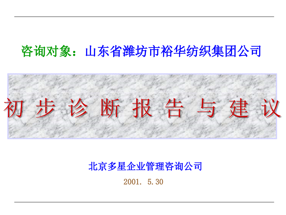 某纺织集团初步诊断报告与建议_第1页