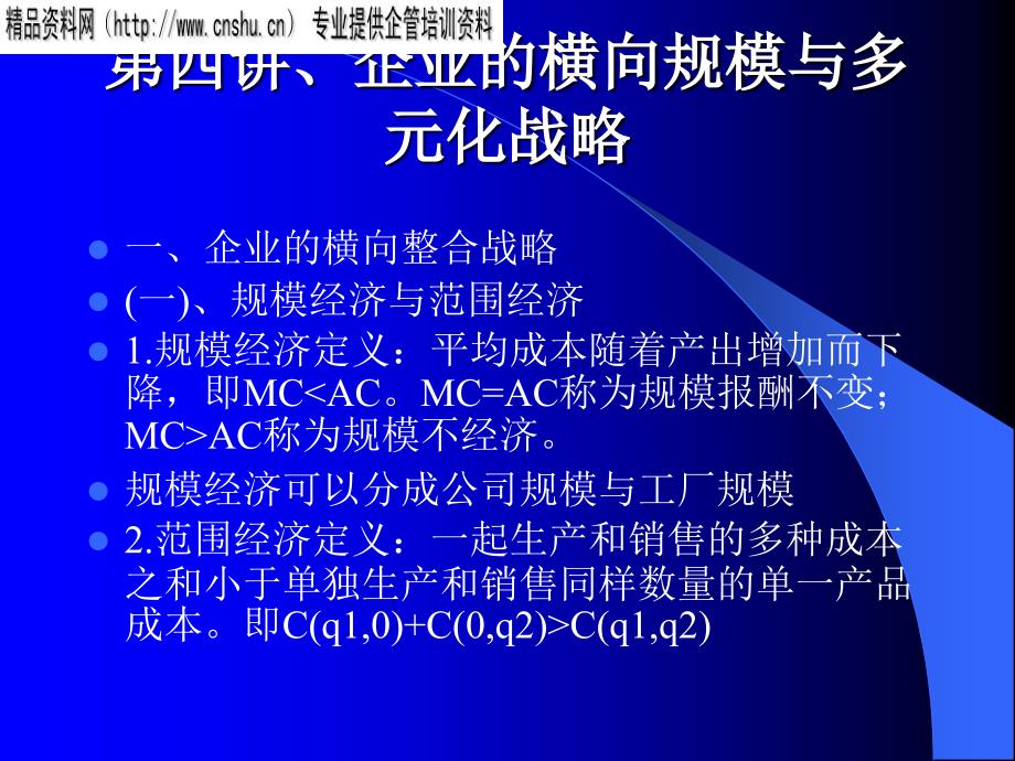 企业的横向规模与多元化战略管理_第1页