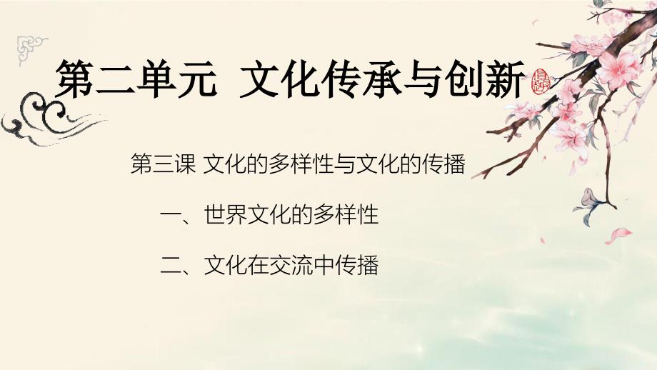 3.2文化的多样性与文化传播 第二框 文化在交流中传播(共20张ppt)_第1页