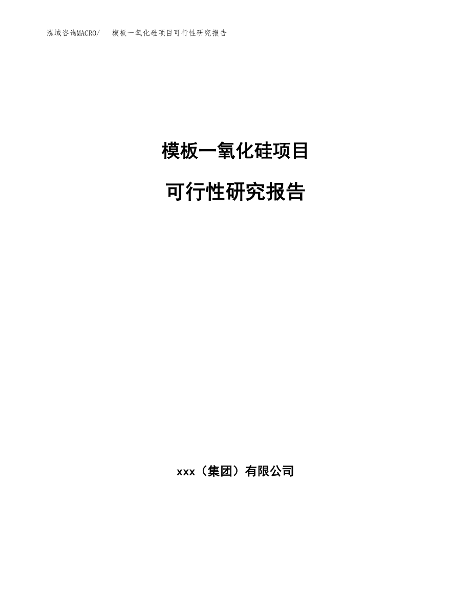 模板一氧化硅项目可行性研究报告_第1页