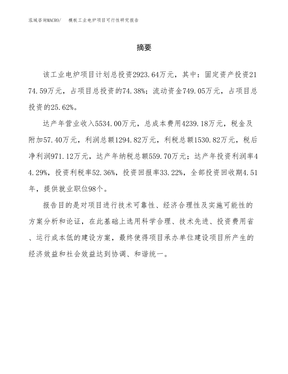 模板工业电炉项目可行性研究报告_第2页