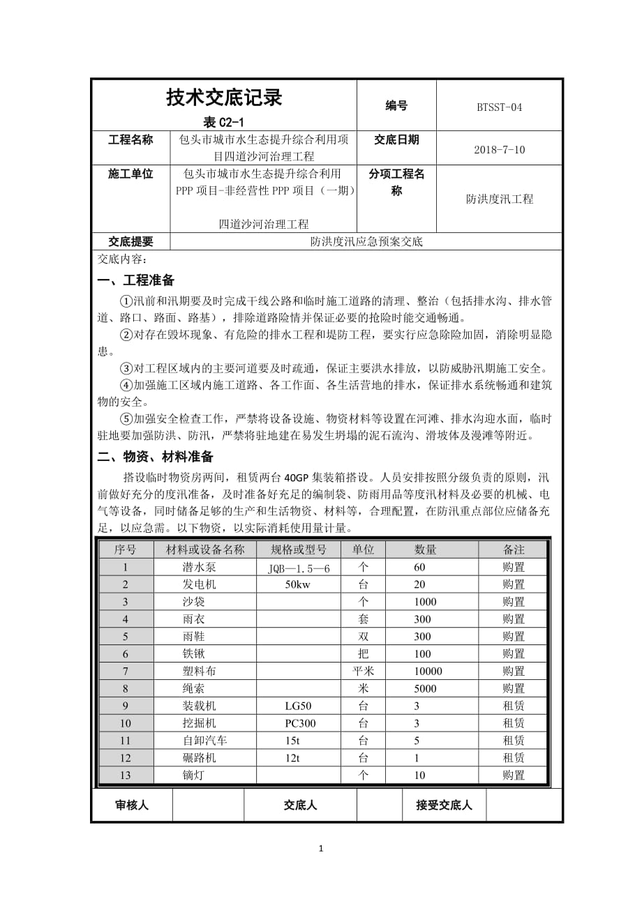 防洪度汛应急预案技术交底_第1页