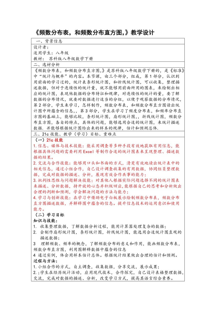 高级技术培训作业1苏科版八年级数学下册《频数分布表、频数分布直方图》 .doc_第1页