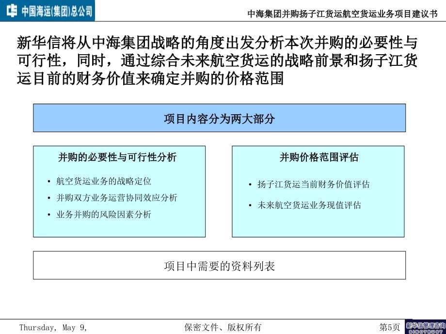 中海集团并购货运航空货运业务项目建议书_第5页