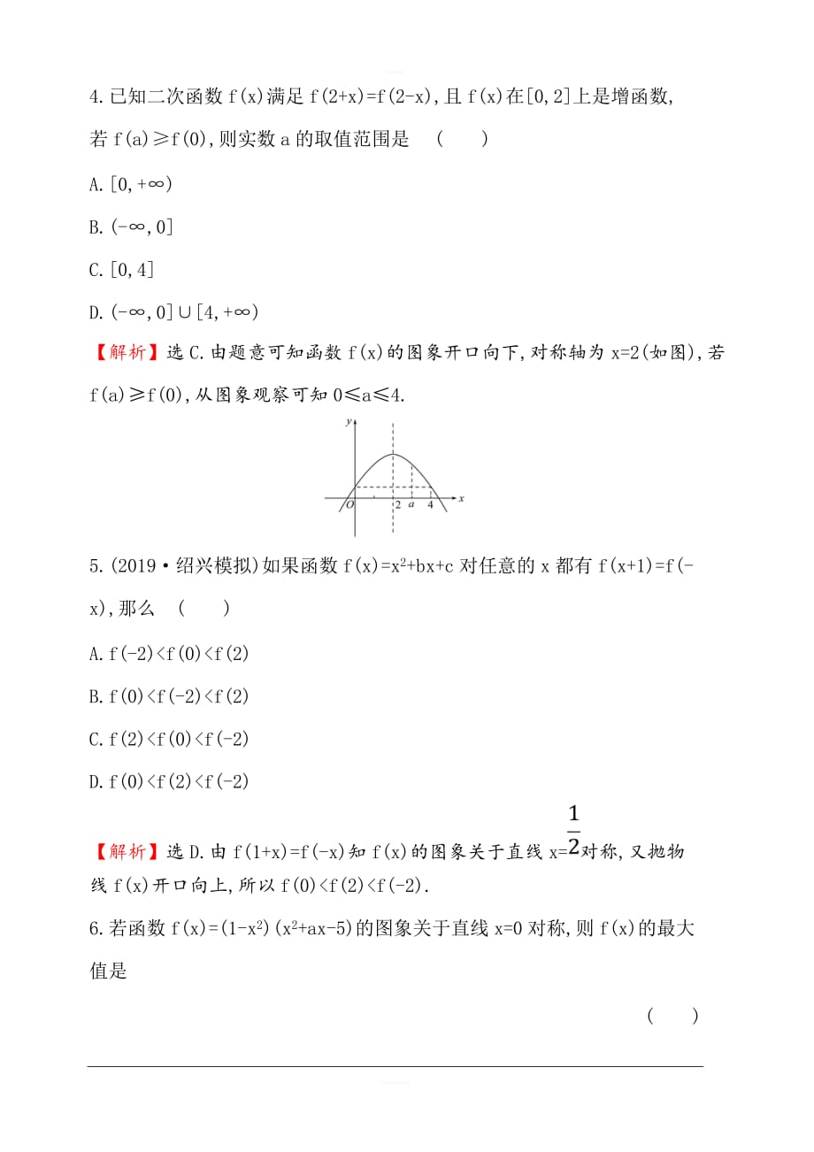 2020版高考数学（理）大一轮核心素养提升练 九 2.6幂函数与二次函数 含解析_第2页