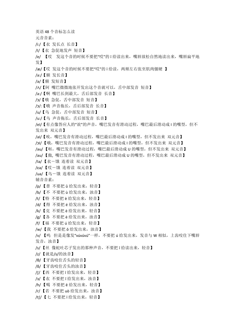 英语48个音标怎么读【修改版】_第1页