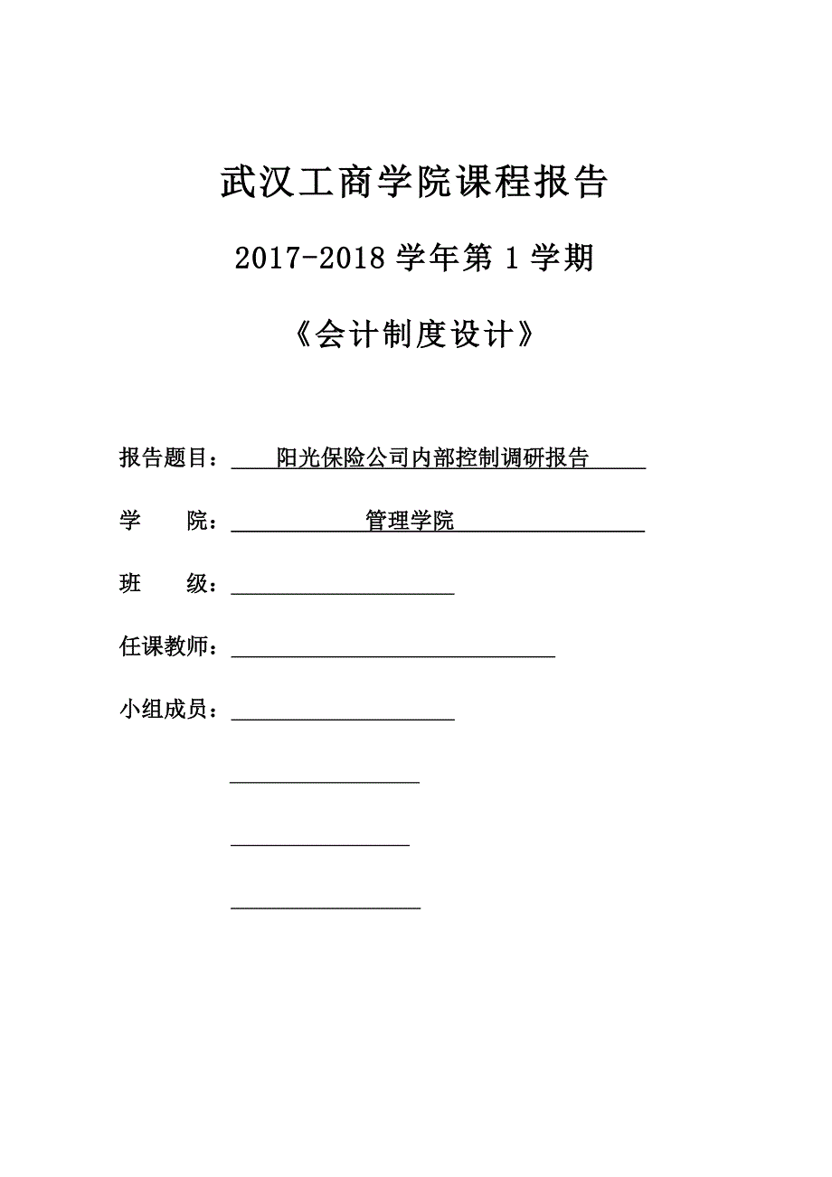 阳光保险集团股份有限公司内部控制调研报告_第1页
