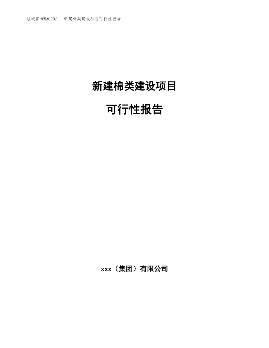 新建棉类建设项目可行性报告模板_第1页