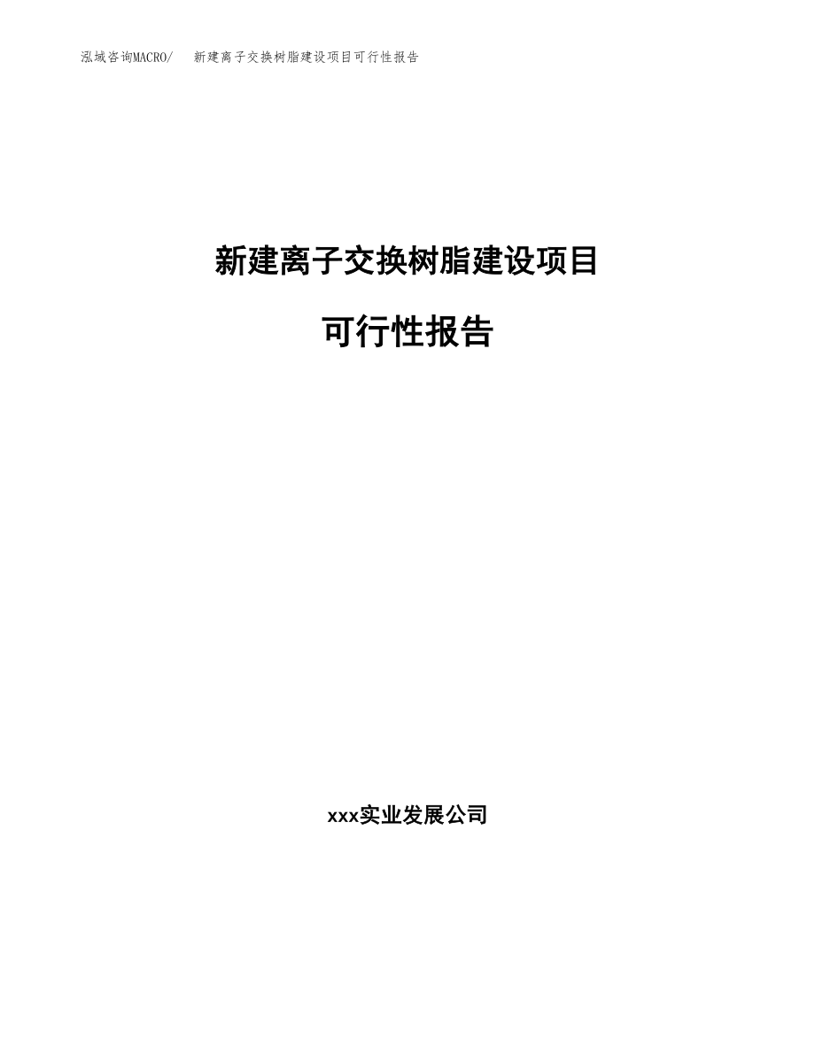 新建离子交换树脂建设项目可行性报告模板_第1页