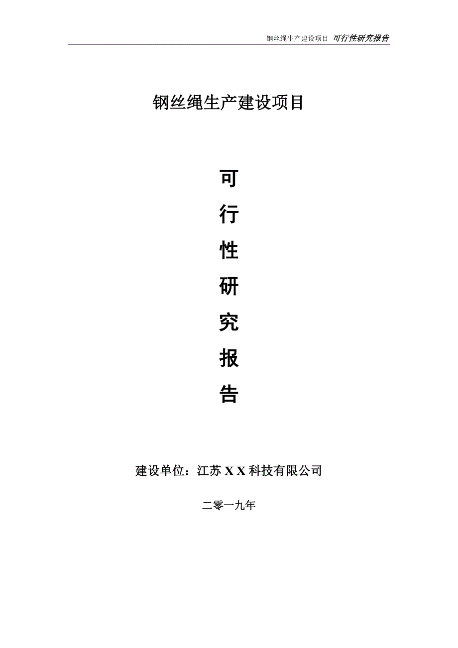 钢丝绳生产项目可行性研究报告【备案申请版】_第1页