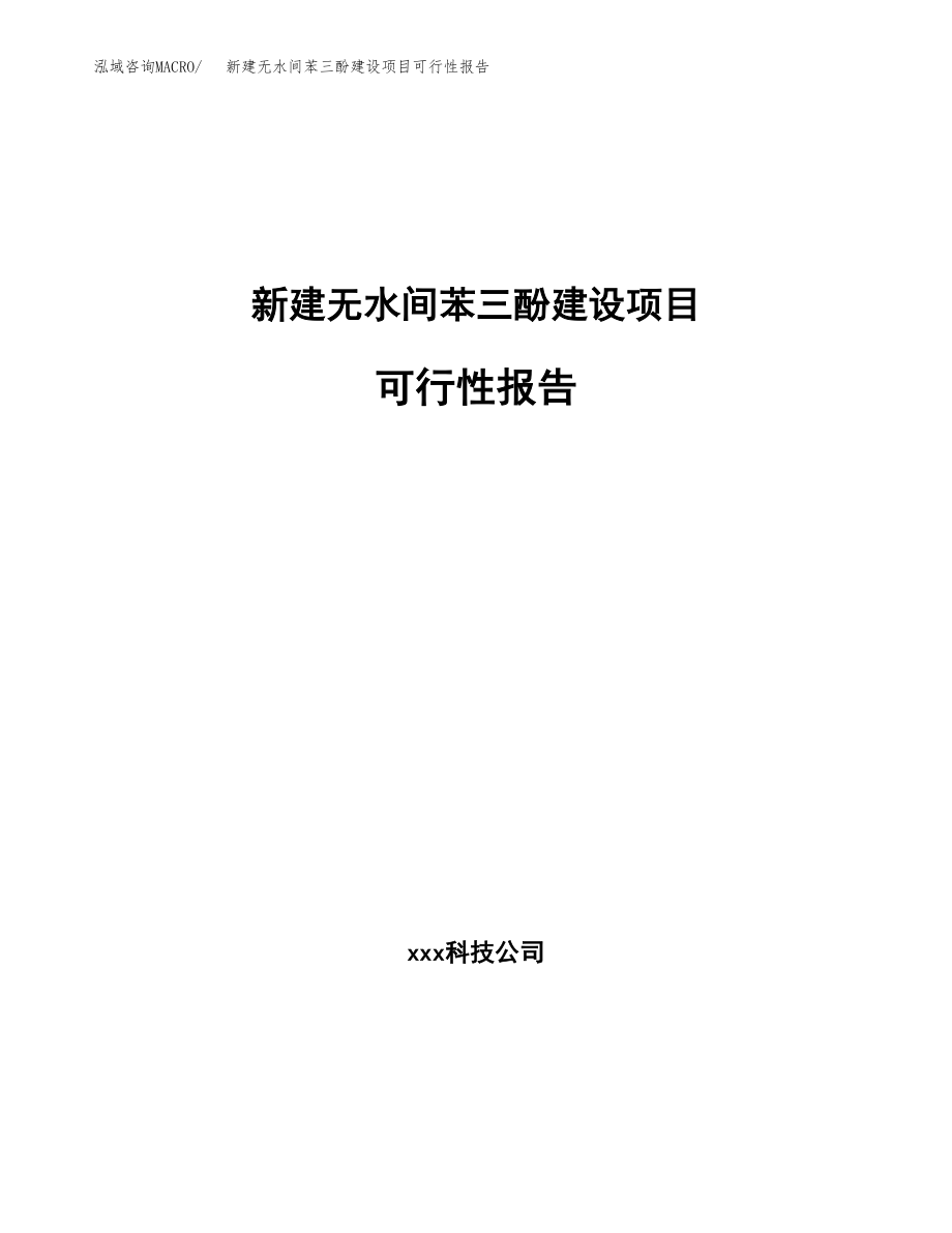 新建无水间苯三酚建设项目可行性报告模板_第1页