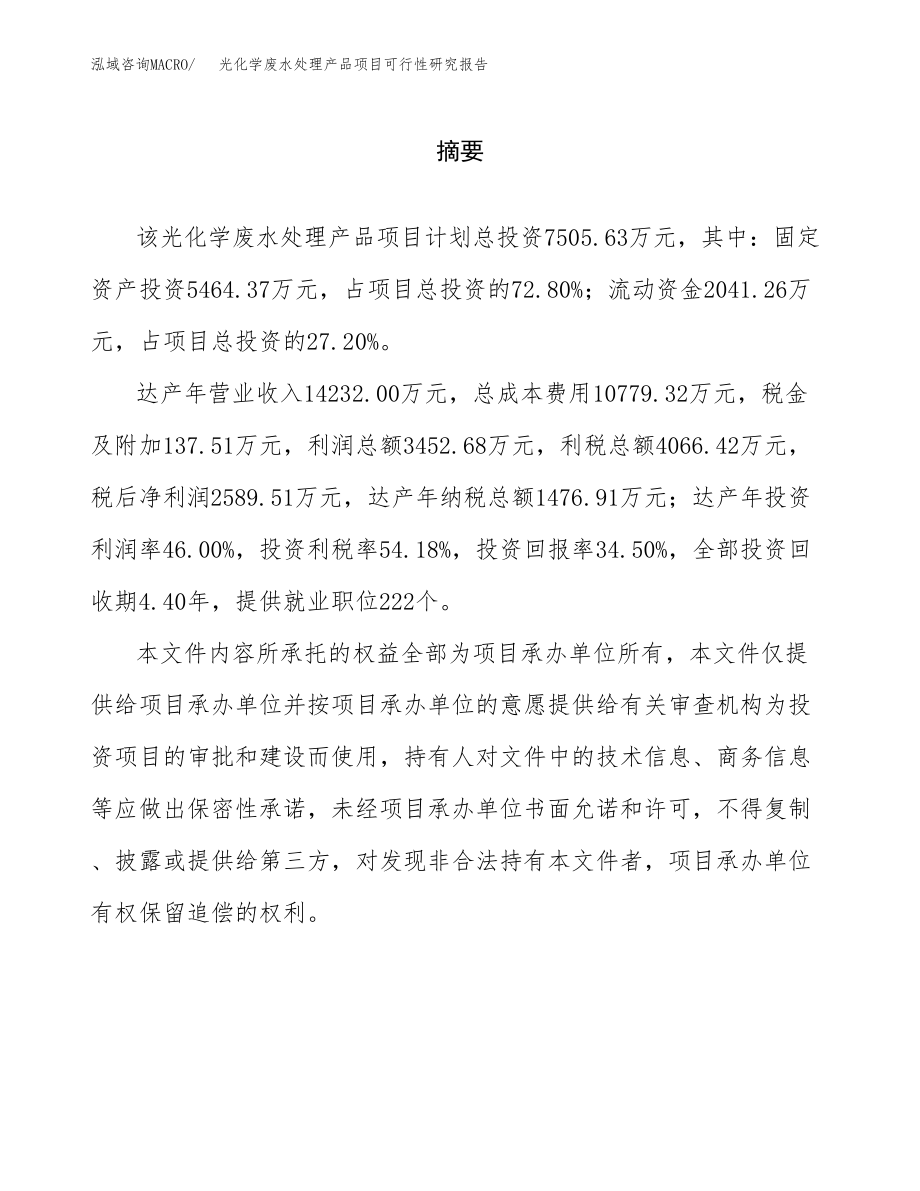 光化学废水处理产品项目可行性研究报告（总投资8000万元）.docx_第2页