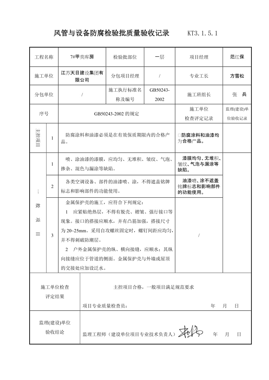 kt3.1.5.1风管与设备防腐检验批质量验收记录_第3页