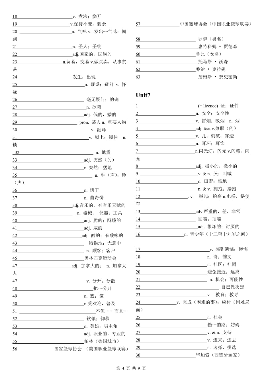 九年级英语单词默写表(最_第4页