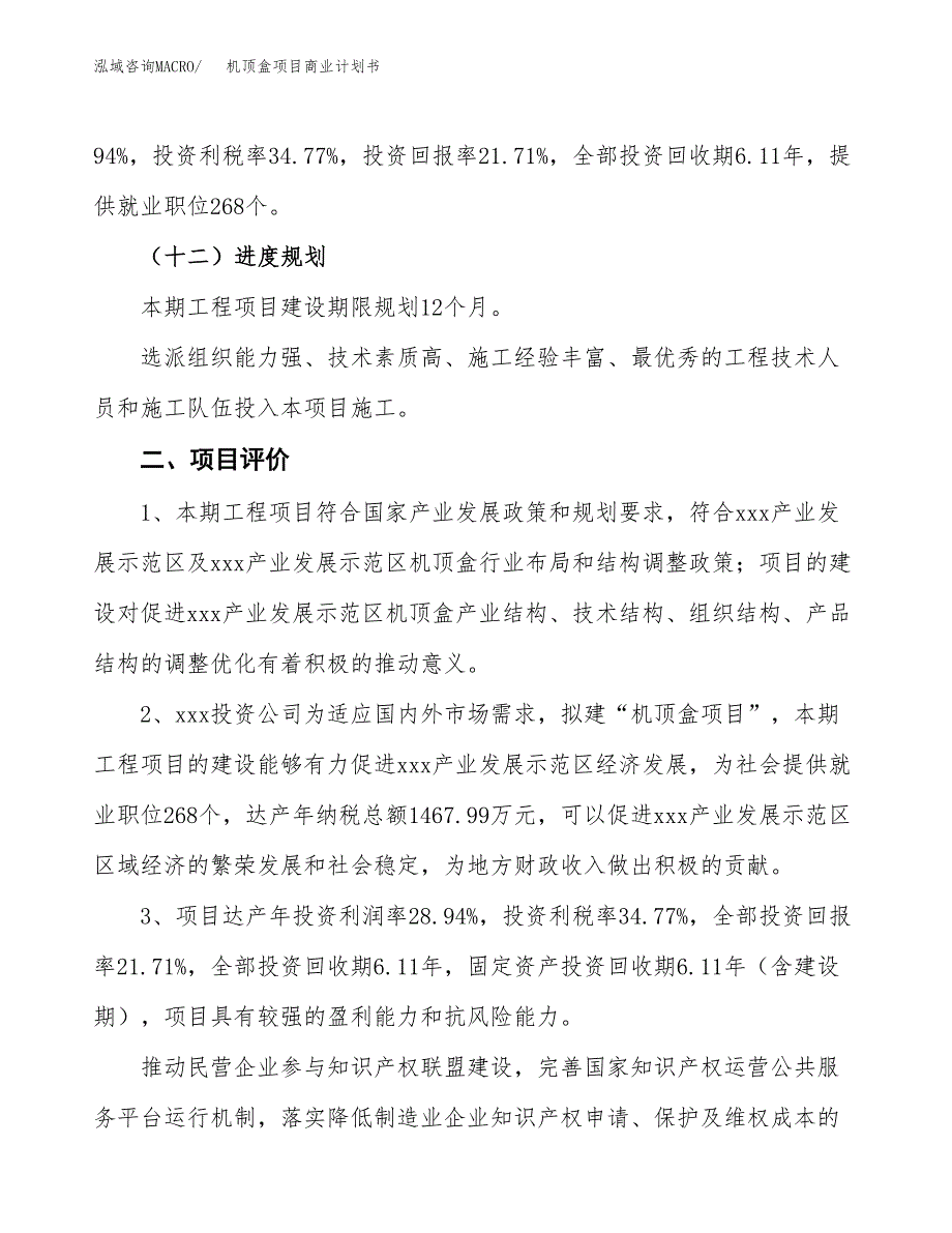 机顶盒项目商业计划书模板_第4页