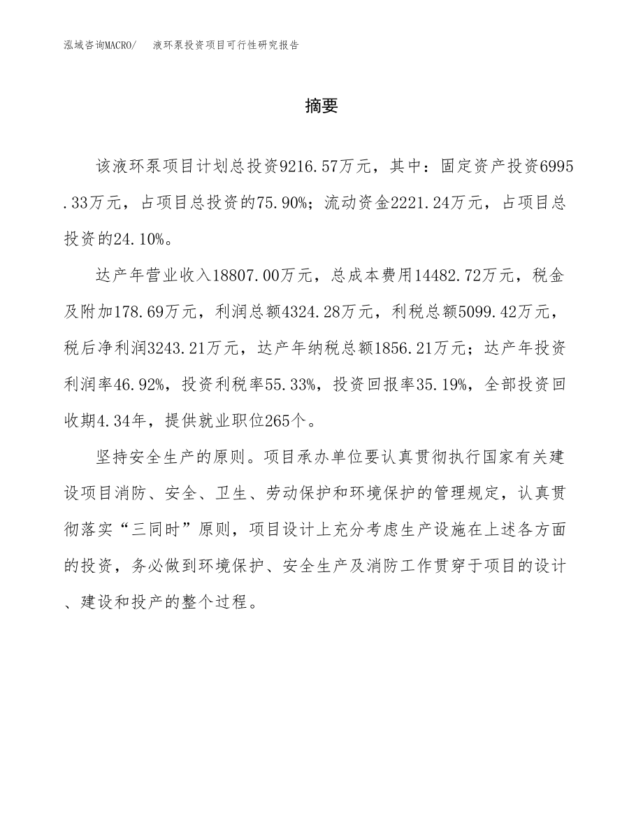 液环泵投资项目可行性研究报告（总投资9000万元）.docx_第2页