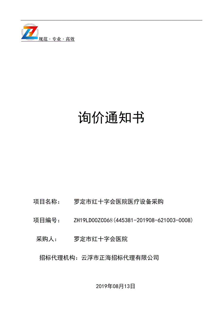 罗定市红十字会医院医疗设备采购招标文件_第1页