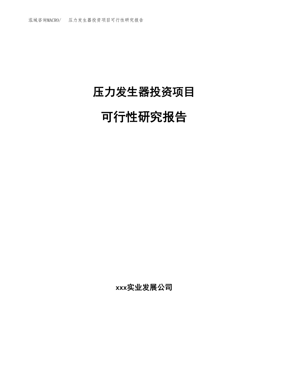 压力发生器投资项目可行性研究报告（总投资4000万元）.docx_第1页