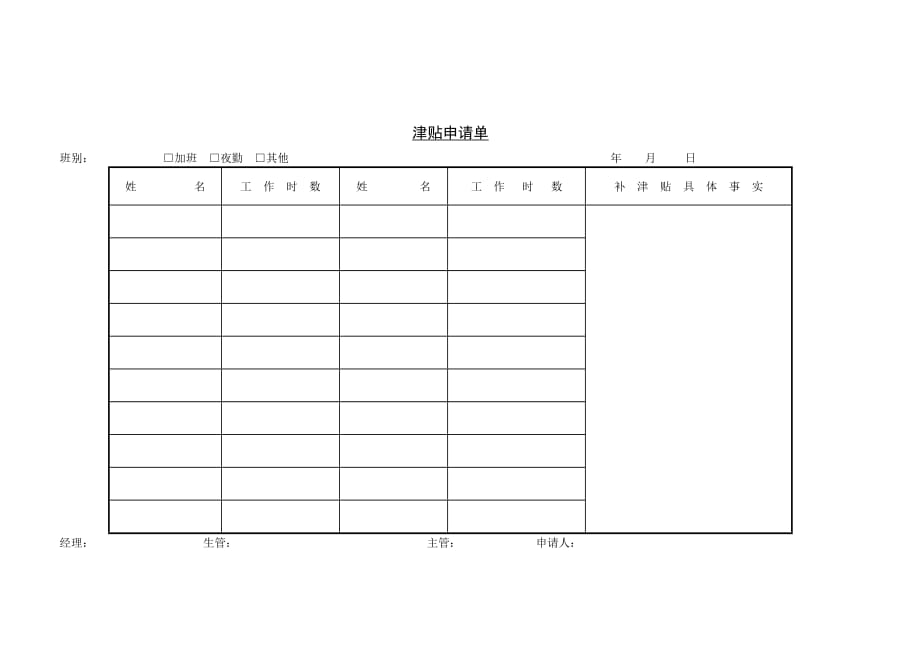 公司津贴申请单.doc_第1页