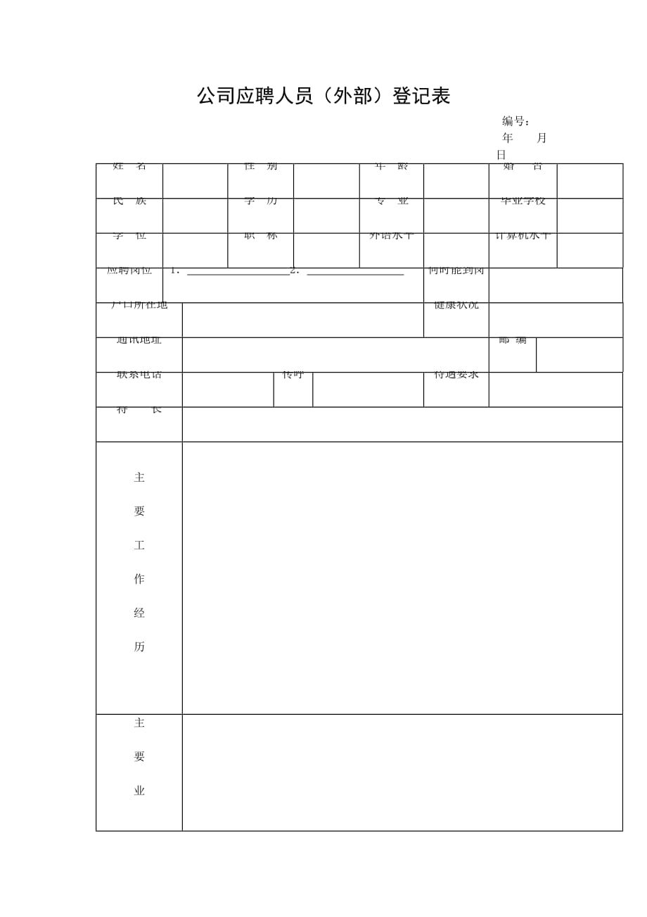 公司应聘人员（外部）登记表.doc_第1页