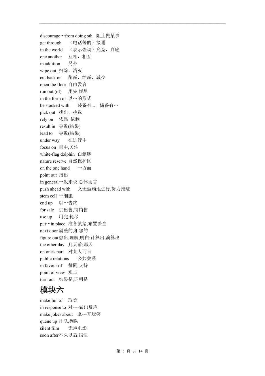 牛津英语高中版模块1-11词汇表词组_第5页