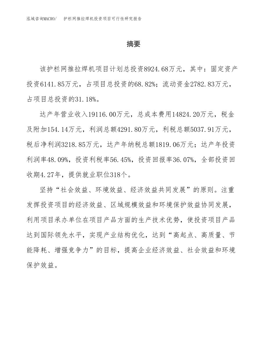 护栏网推拉焊机投资项目可行性研究报告（总投资9000万元）.docx_第2页