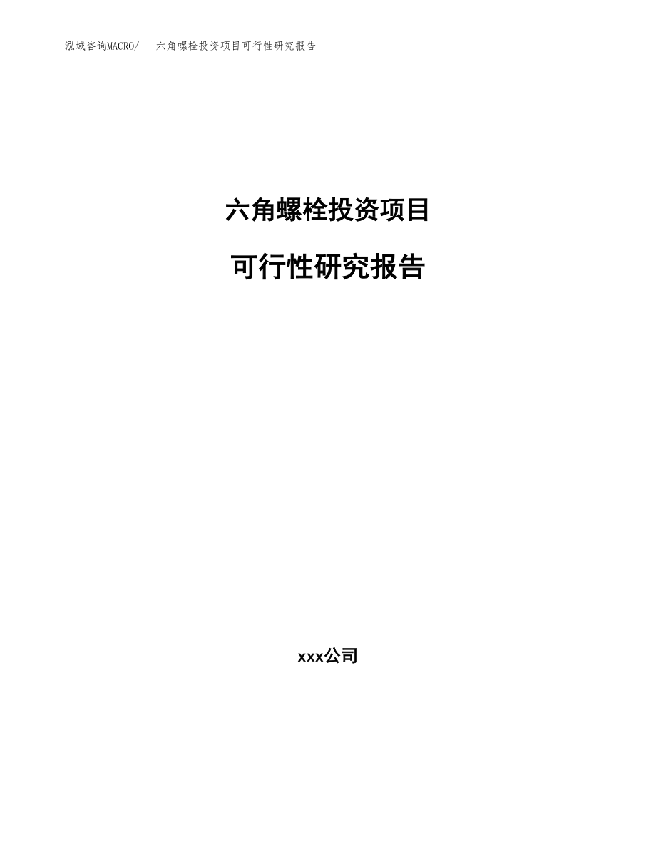 六角螺栓投资项目可行性研究报告（总投资13000万元）.docx_第1页