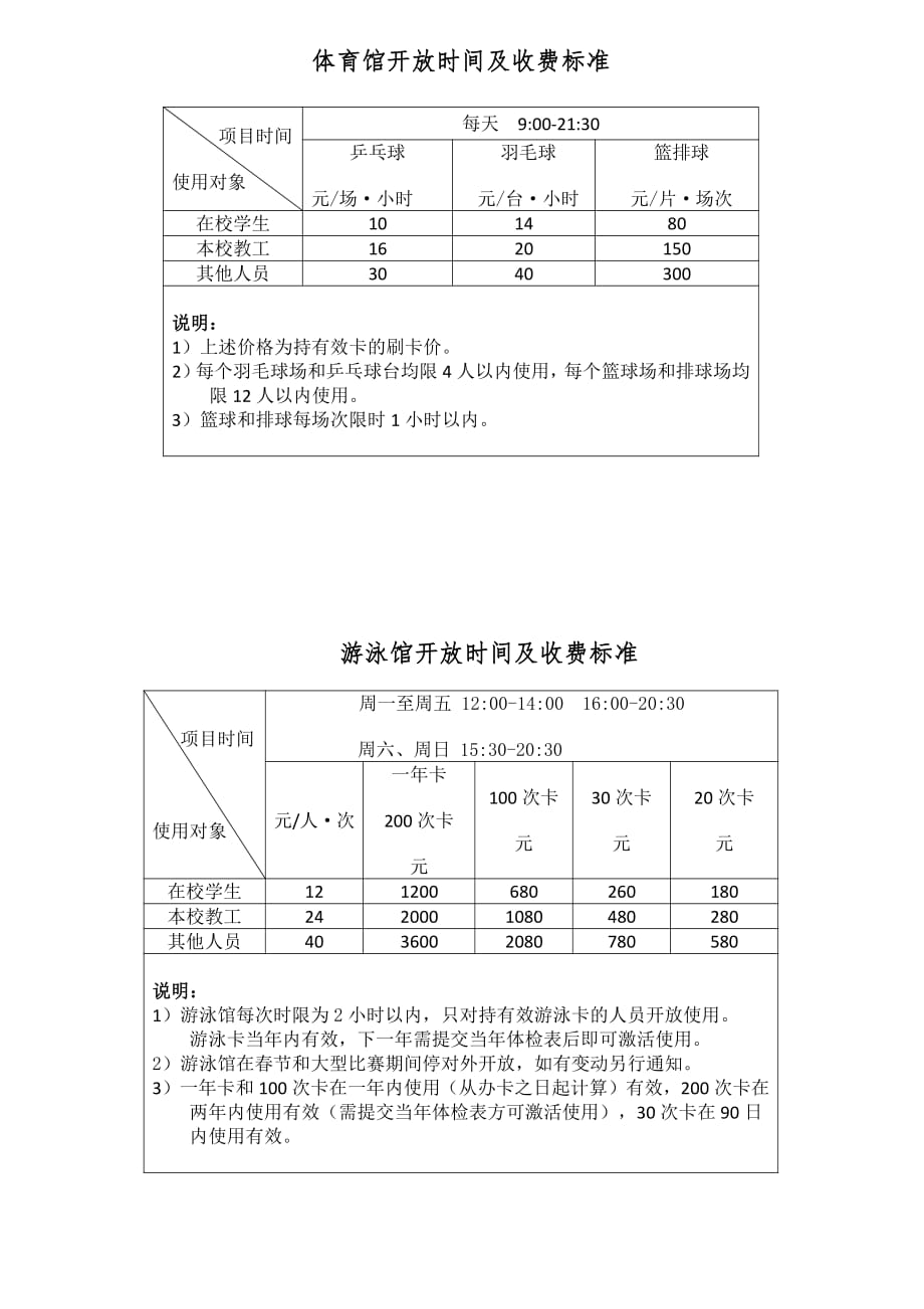 电子科技大学体育馆开放时间和收费标准_第3页