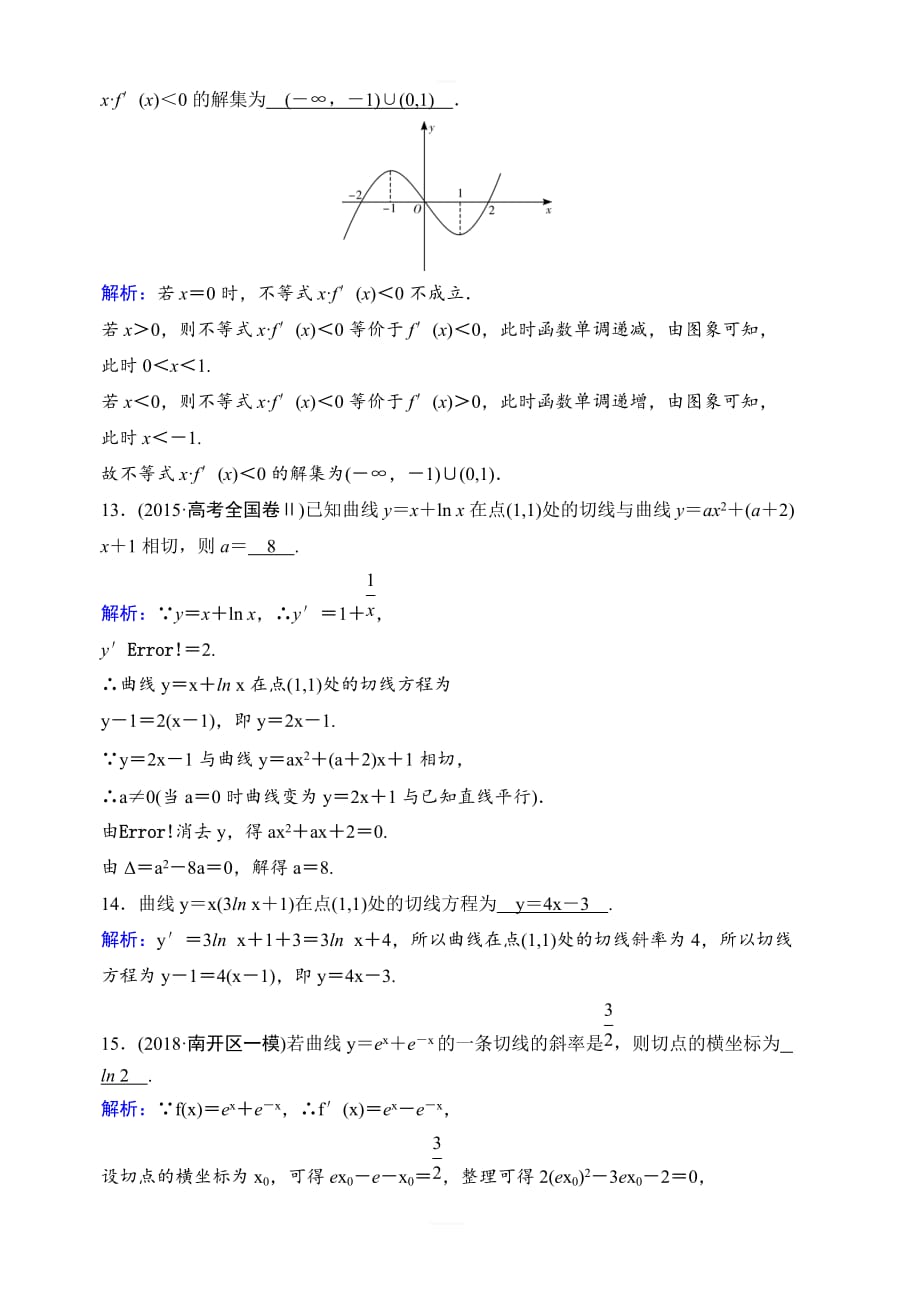 2020年高考理科数学新课标第一轮总复习练习：2-10变化率与导数、导数的计算含解析_第4页