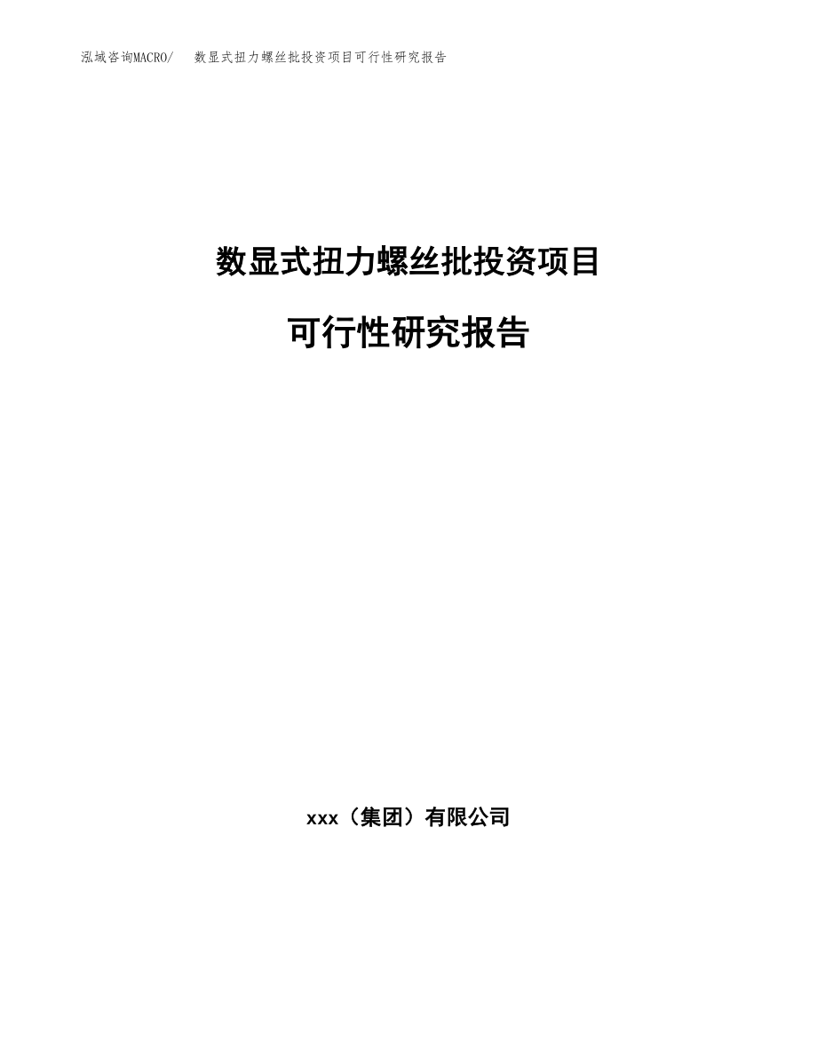 数显式扭力螺丝批投资项目可行性研究报告（总投资18000万元）.docx_第1页